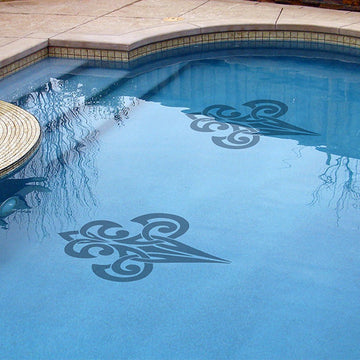 Tribal Fleur De Lis - Black | CM-FL1-18 | Pool Mosaic by AquaBlu Mosaic