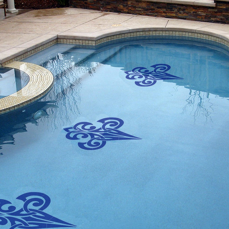 Tribal Fleur De Lis - Blue | CM-FL1-18BL | Pool Mosaic by Custom Mosaics