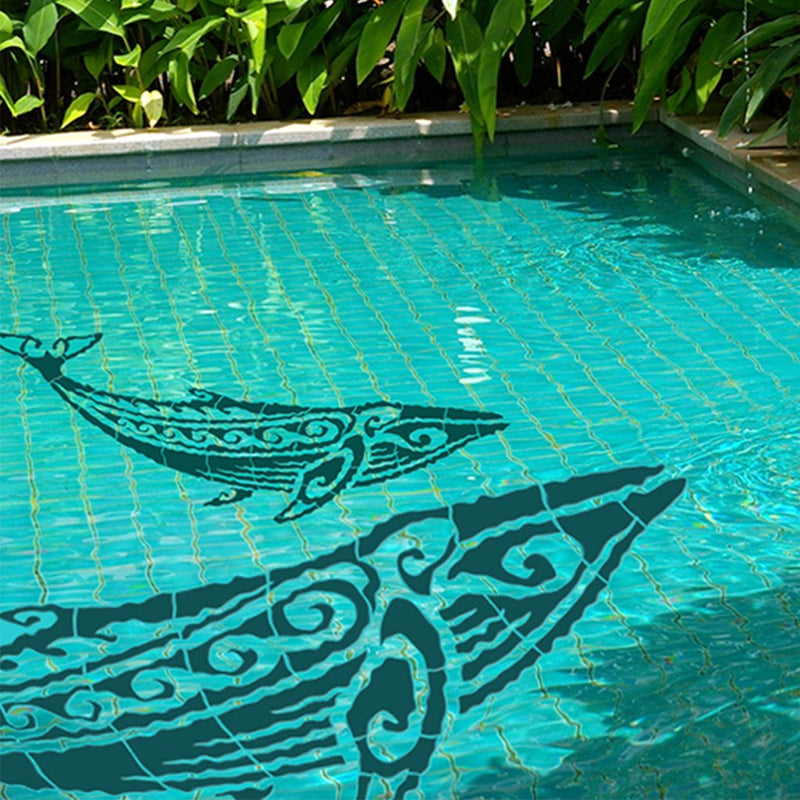 Tribal Humpback Whale - Black | CM-THW1-36BK | Pool Mosaic