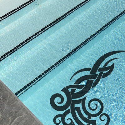 Tribal Wave - Black | CS-TW1-34 | Pool Mosaic by Custom Mosaics