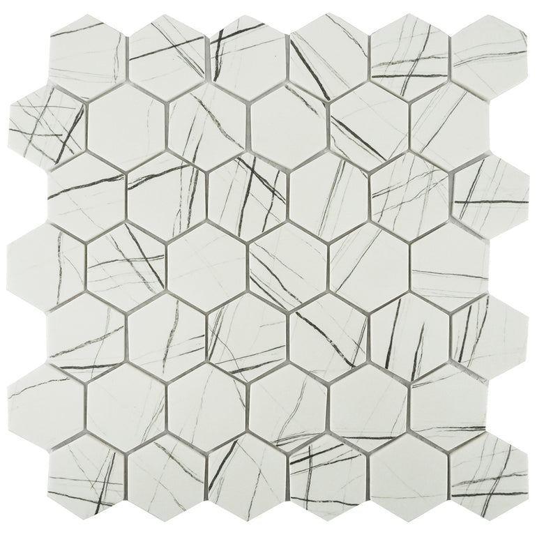Howlite Glass Hexagon Tile | TASNATVHOWLITHEX | Glass Tile