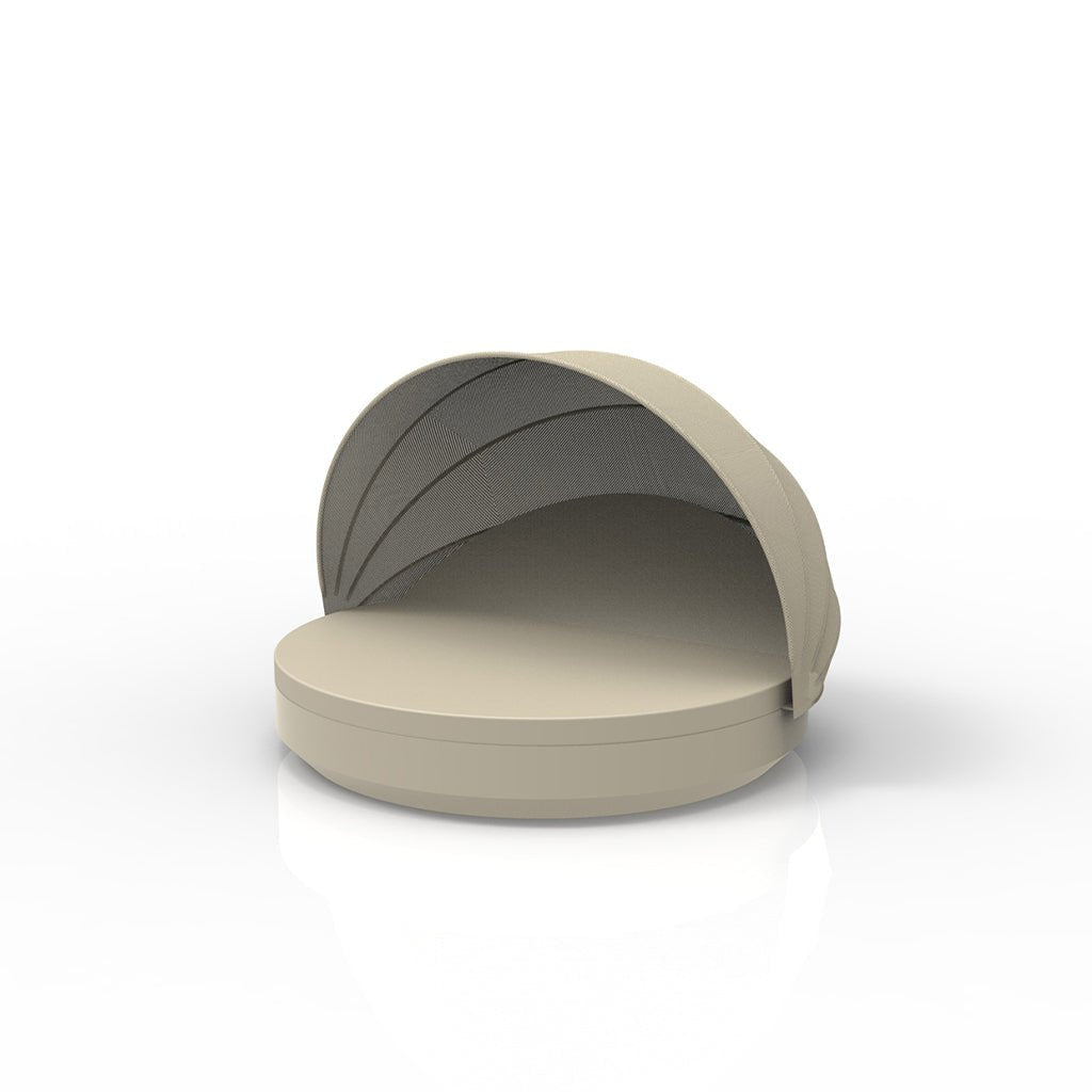 VELA ROUND DAYBED WITH RECLINING BACKREST AND SUNROOF, ECRU, 54188-ECRU, VONDOM Luxury Outdoor Furniture
