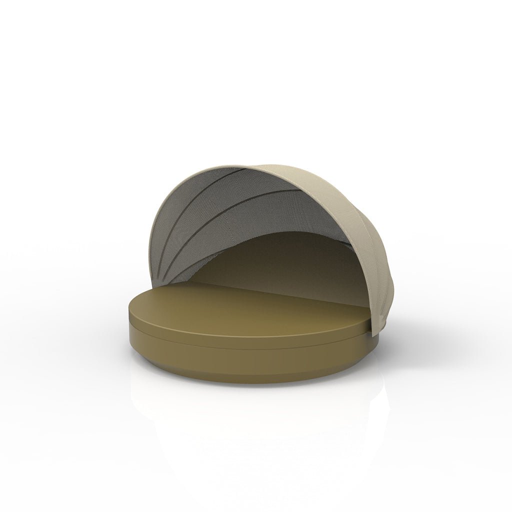 VELA ROUND DAYBED WITH RECLINING BACKREST AND SUNROOF, KHAKI, 54188-KHAKI, VONDOM Luxury Outdoor Furniture