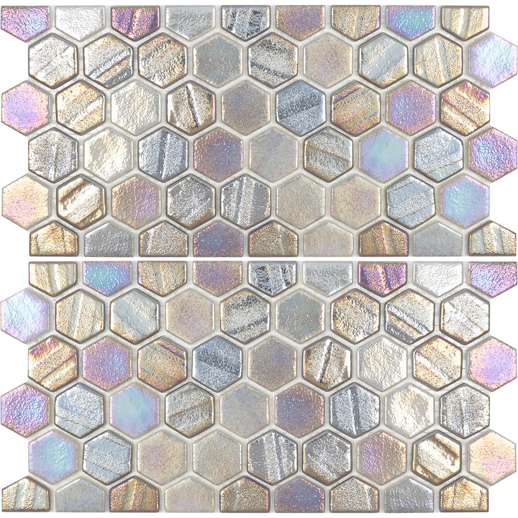 Grey Hexagon Waterline Tile Vidillugreywl Glass Mosaic Pool Tile