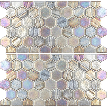 Grey Hexagon Waterline Tile | VIDILLUGREYWL | Glass Mosaic Pool Tile