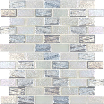 Silver 1" x 2" Mosaic Tile | VIDILLUSILV12 | Aquatica Glass Pool Tile