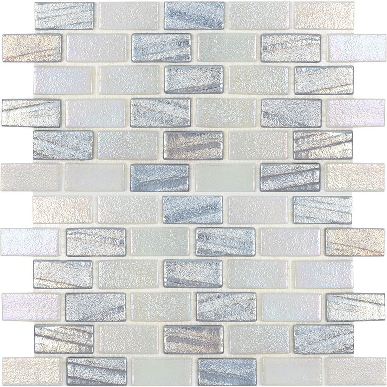 Silver 1" x 2" Mosaic Tile | VIDILLUSILV12 | Aquatica Glass Pool Tile