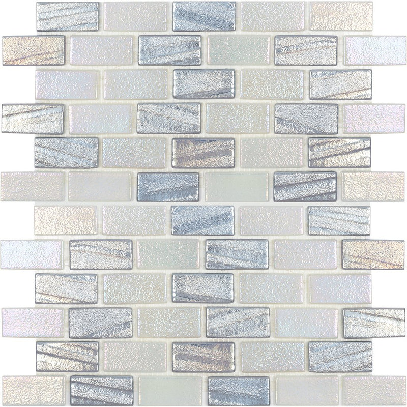 Silver 1" x 2" Mosaic Tile | VIDILLUSILV12 | Aquatica Glass Pool Tile