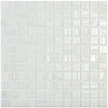 AQUA WHITE - Laguna White, 1" x 1" Vidrepur Glass Mosaic Tile
