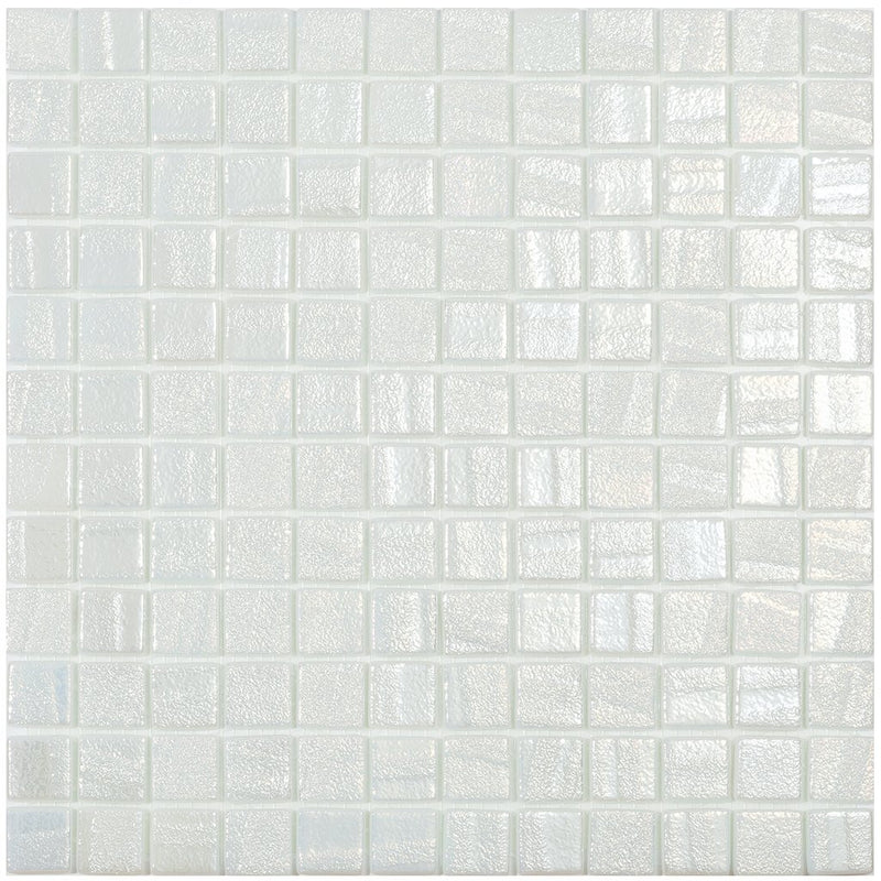 AQUA WHITE - Laguna White, 1" x 1" Vidrepur Glass Mosaic Tile