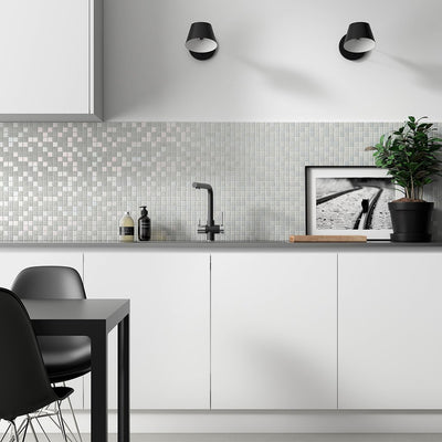 Frost 1" x 1" White Mosaic Tile | AquaBlu Mosaics