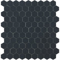 Matte Black, Flat Hexagon Mosaic - Glass Tile