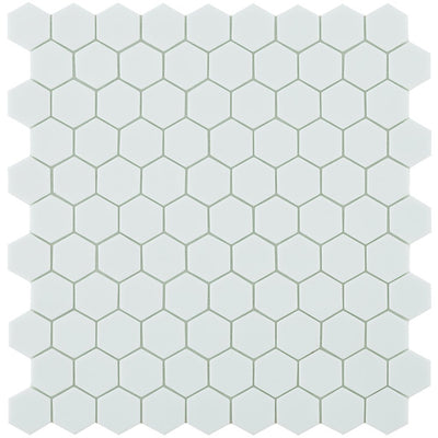 H35910M - Matte White, Flat Hexagonal Vidrepur Glass Mosaic Tile