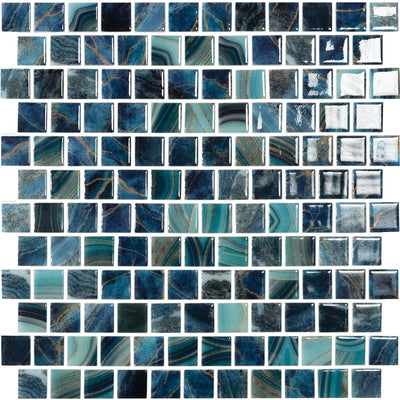 Glass  Mosaic Pool | Royal, 1" x 1" Brick Glass Tile | Vidrepur Nature Collection