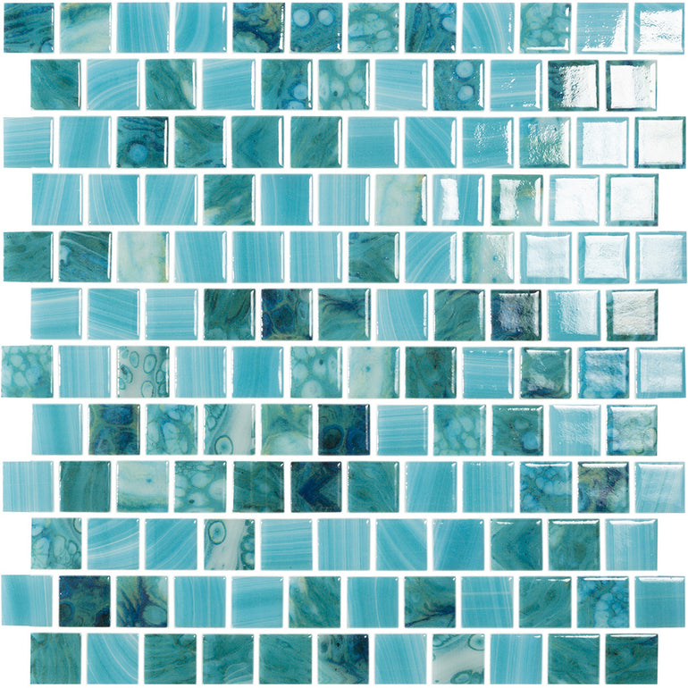 Glass Mosaic Pool | Sky, 1" x 1" Brick Glass Tile | Vidrepur Nature Collection