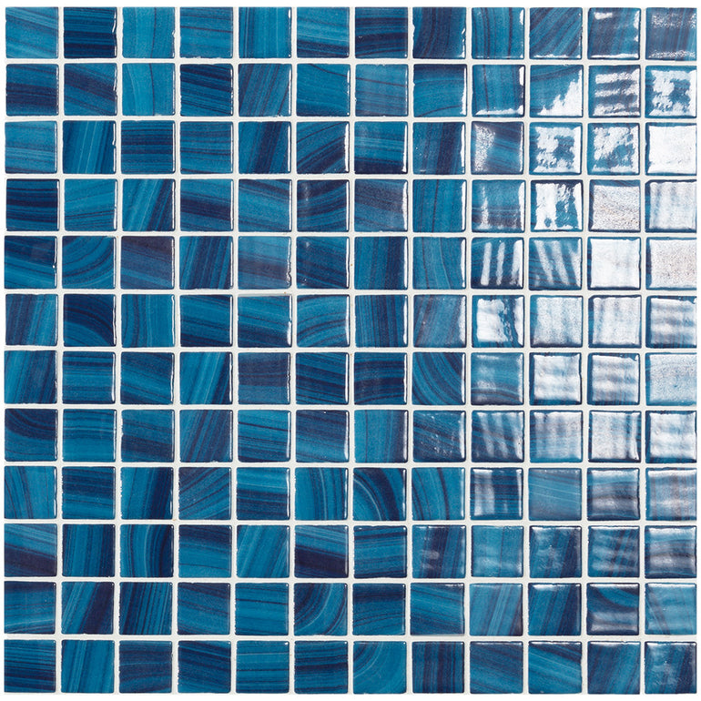 Glass Mosaic Pool | Dark Blue, 1" x 1" Glass Tile | Vidrepur Nature Collection