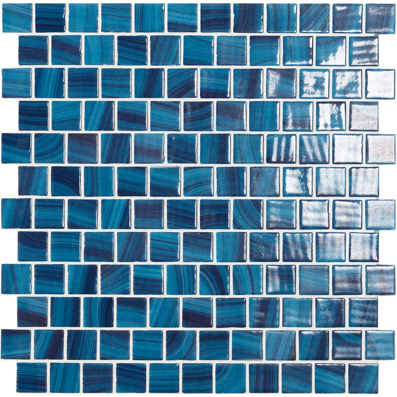 Glass Mosaic Pool | Dark Blue, 1" x 1" Brick Glass Tile | Vidrepur Nature Collection