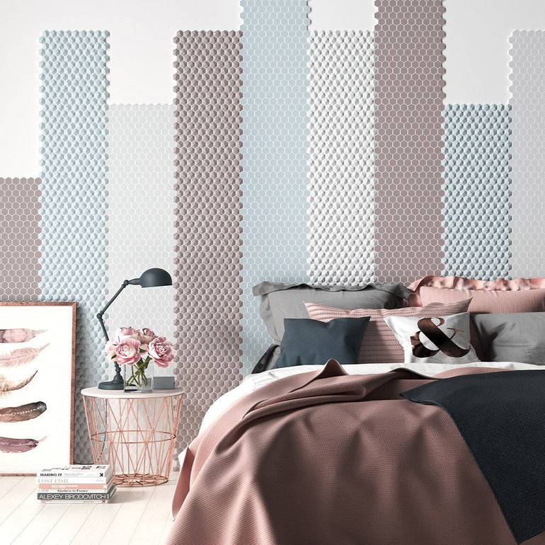 Matte Light Grey 3D Hexagon Tile | H35909MD | AquaBlu Mosaics