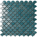 Brushed Green, Fish Scale Mosaic - Glass Tile