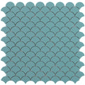 Matte Turquoise, Fish Scale Mosaic - Glass Tile
