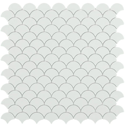 6106S Matte White Glass Fish Scale Mosaic Tile by Vidrepur