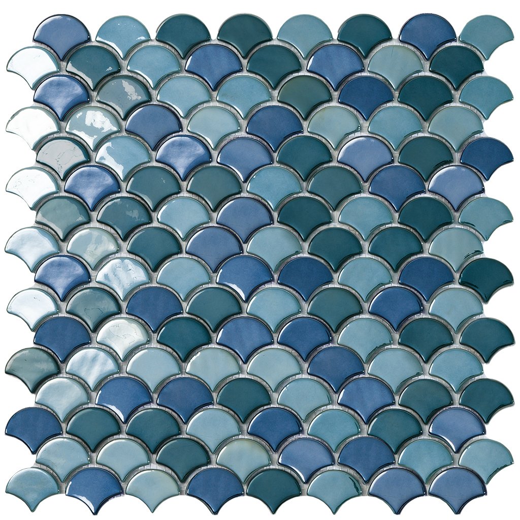 Green Mix Glass Fish Scale Mosaic | Soul Green Mix | Glass Tile – Aquablu  Mosaics
