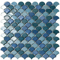 Green Mix, Fish Scale Mosaic - Glass Tile