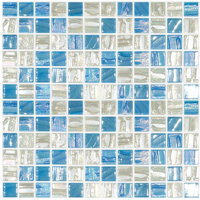 BLUE STAR - Blue Star Blend, 1" x 1" Vidrepur Glass Mosaic Tile