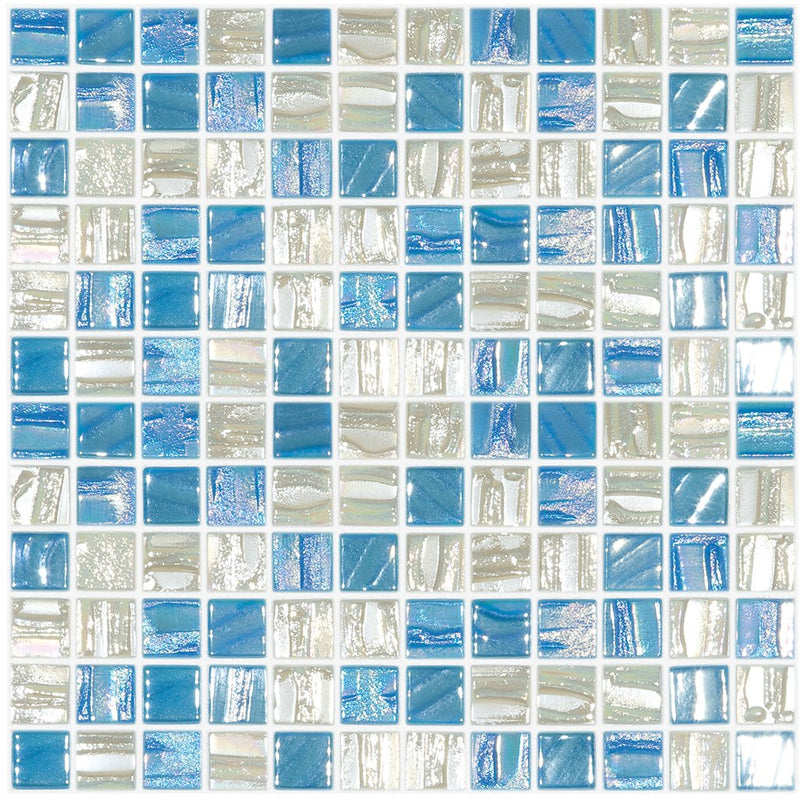 BLUE STAR - Blue Star Blend, 1" x 1" Vidrepur Glass Mosaic Tile
