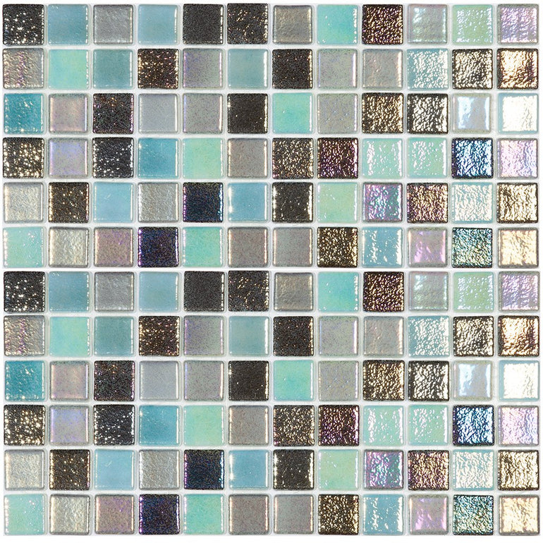 DELRAY MIX - Delray Mix, 1" x 1" Vidrepur Glass Mosaic Tile