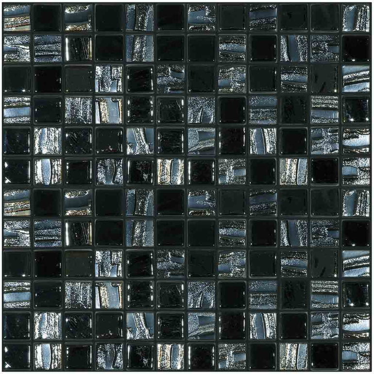 MIDNIGHT MOON - Midnight Moon Mix, 1" x 1" Vidrepur Glass Mosaic Tile