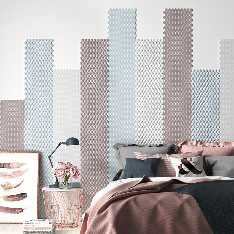Matte White, 3D Hexagon Mosaic - Glass Tile