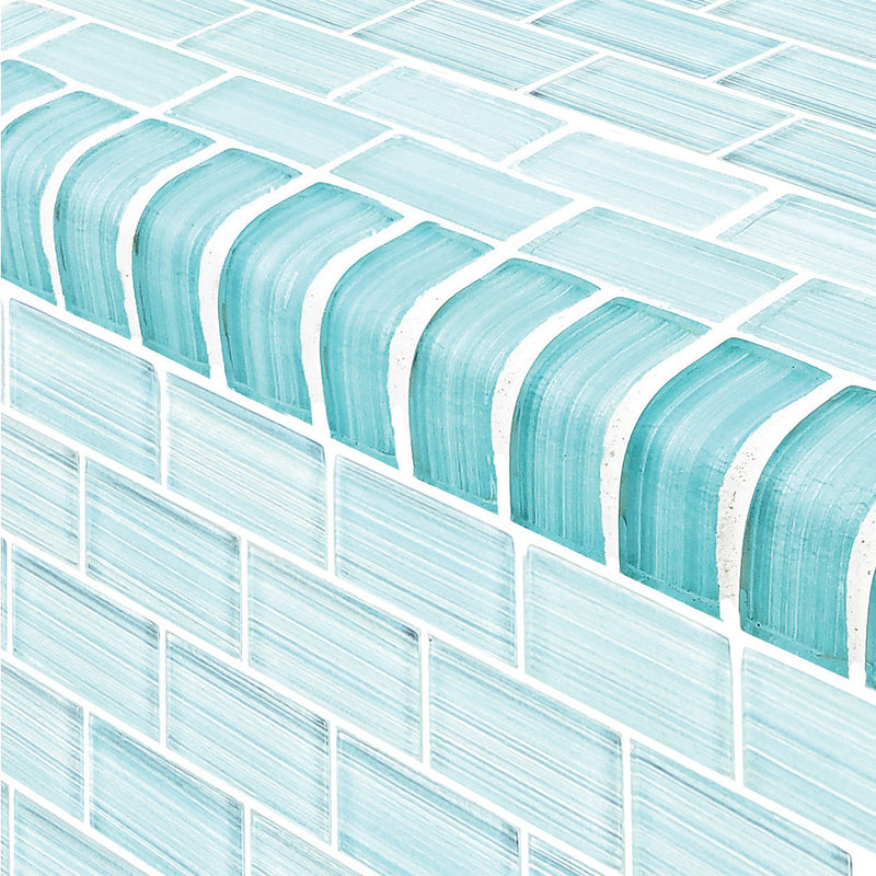 Seafoam Blend, 1" x 2" | TRIM-GW82348T10 | Mosaic Glass Tile