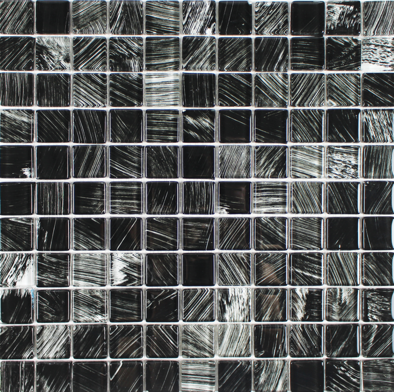 Black, 1" x 1" Glass Tile | FINWATEBLACK11 | Aquatica Mosaic Tile