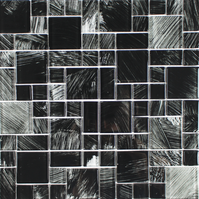 Black Mixed Mosaic Glass Tile | FINWATEBLARND | Aquatica Pool Tile