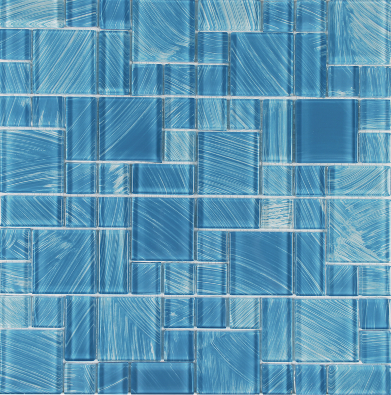 Turquoise, Mixed Mosaic Glass Tile | FINWATETURQRND | Pool Tile
