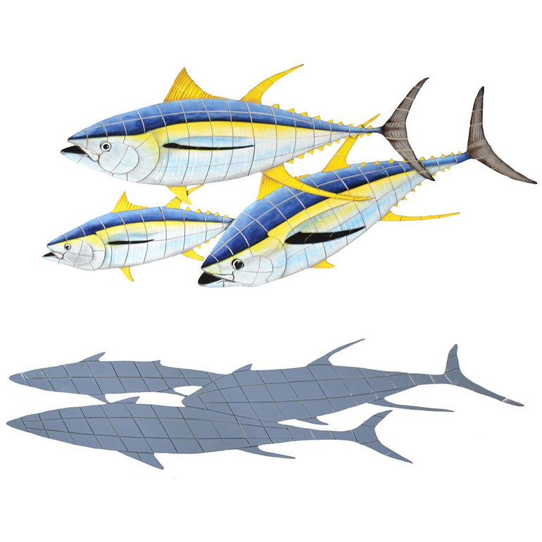 Yellowfin Tuna w/Shadow (Special Order) - Pool Mosaic - NS2192 - Artisry in Mosaics Custom Mosaics