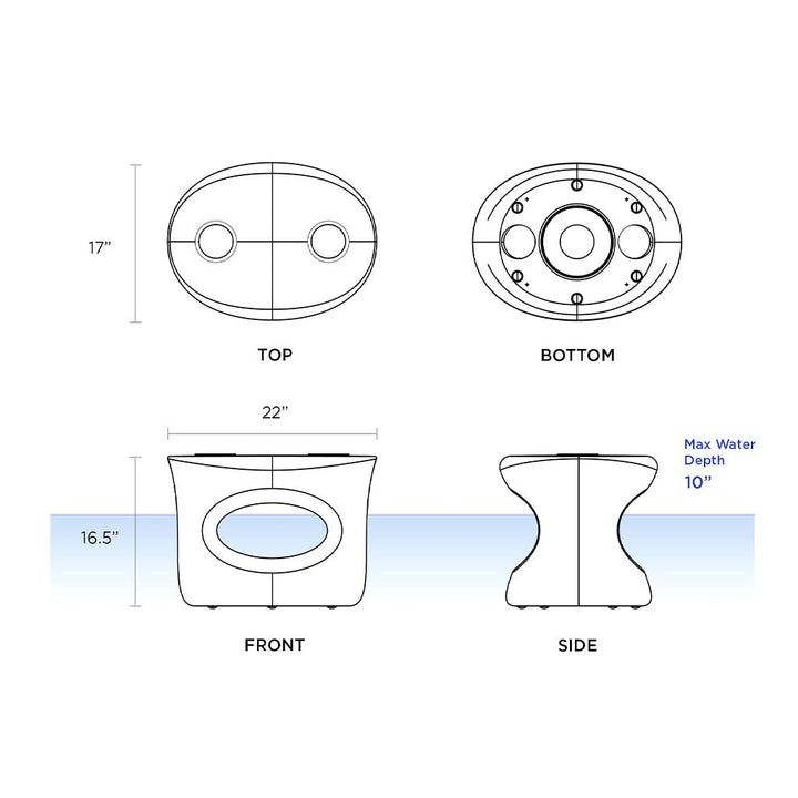 Amped In-Pool Stool/Table with Black Cupholders | Pool Accessory