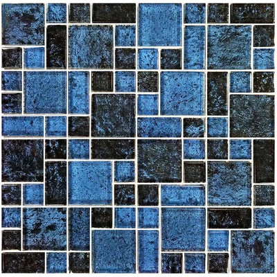 NF6MXB21_ Azure Black Mixed Glass Tile by Artistry in Mosaics