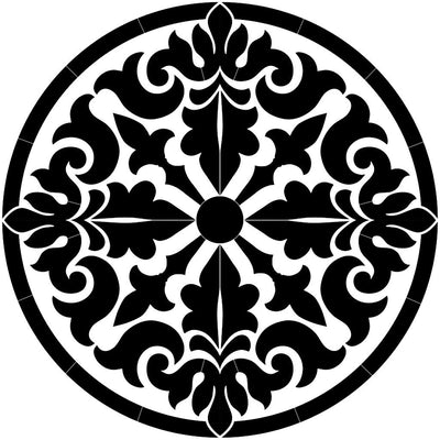 Baroque Medallion - Black | CM-BM1-36BK | Pool Mosaic