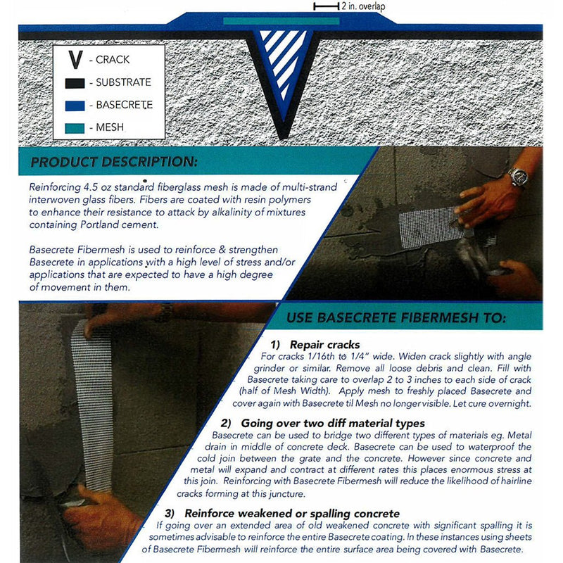 Basecrete Fibermesh | 4.5 oz Reinforcing Fiberglass Mesh