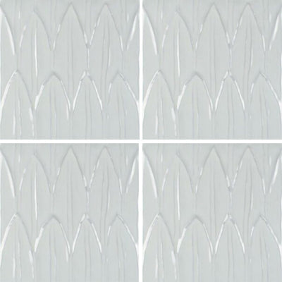 Bianco Deco Foglia, 6" x 6" Tile | EMCSOLGBIANCODC | Porcelain Pool Tile