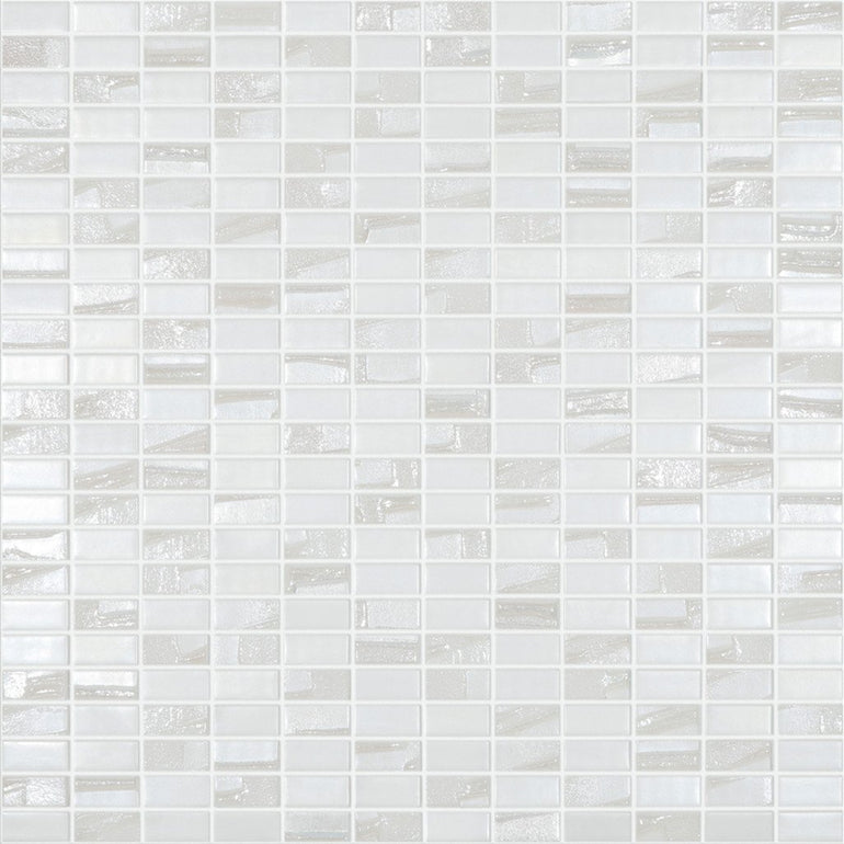BIJOU WHITE Mini Brick White Mix Colors 350M-350L, 1/2" x 1" - Glass Tile
