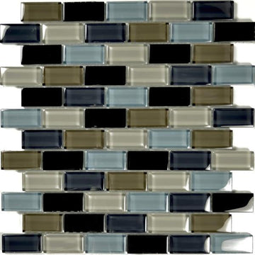 GC82348K1 Black Charcoal Gray Taupe Blend, 1" x 2" Artistry in Mosaics