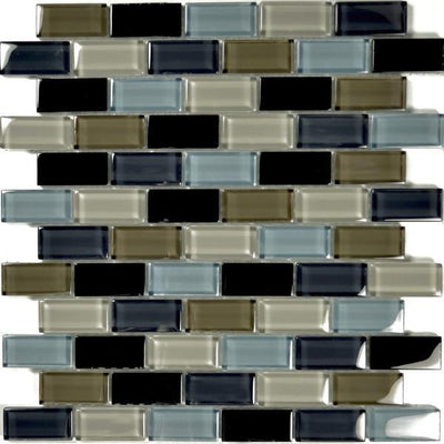 GC82348K1 Black Charcoal Gray Taupe Blend, 1" x 2" Artistry in Mosaics