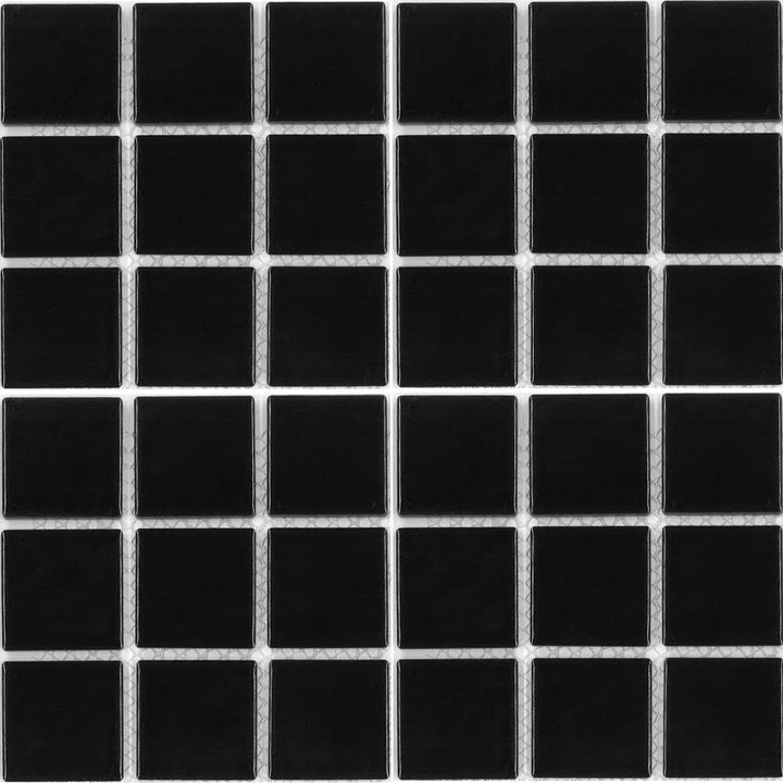 CEL-214 - Fujiwa Black Glossy, 2" x 2" - Porcelain Pool Tile