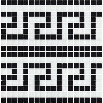 Black White 5/8" x 5/8" Glass Pool Tile | GK858K10 | Greek Key Series