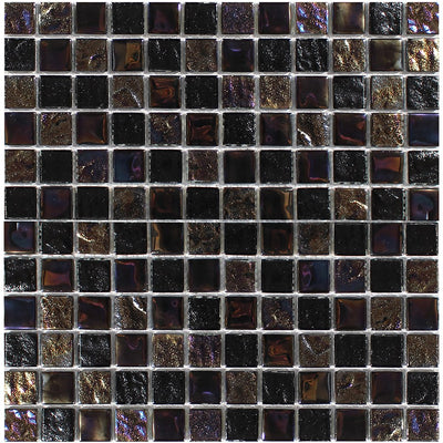 Treasure Series Blackstone 1" x 1" Mosaic Tile | TASTREABLACKST1 | Tesoro Glass Tile