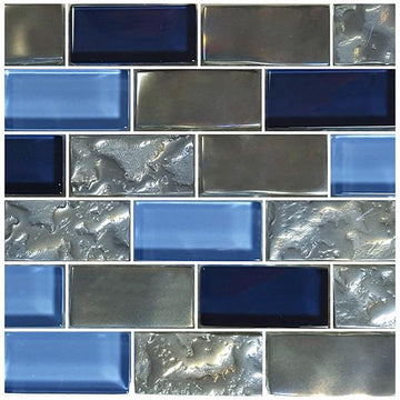Titanium, 1" x 2" Glass Tile By Artistry in Mosaics.
