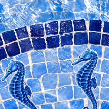 Blue Seahorse | PORC-SH17BL-4 | Pool Mosaic
